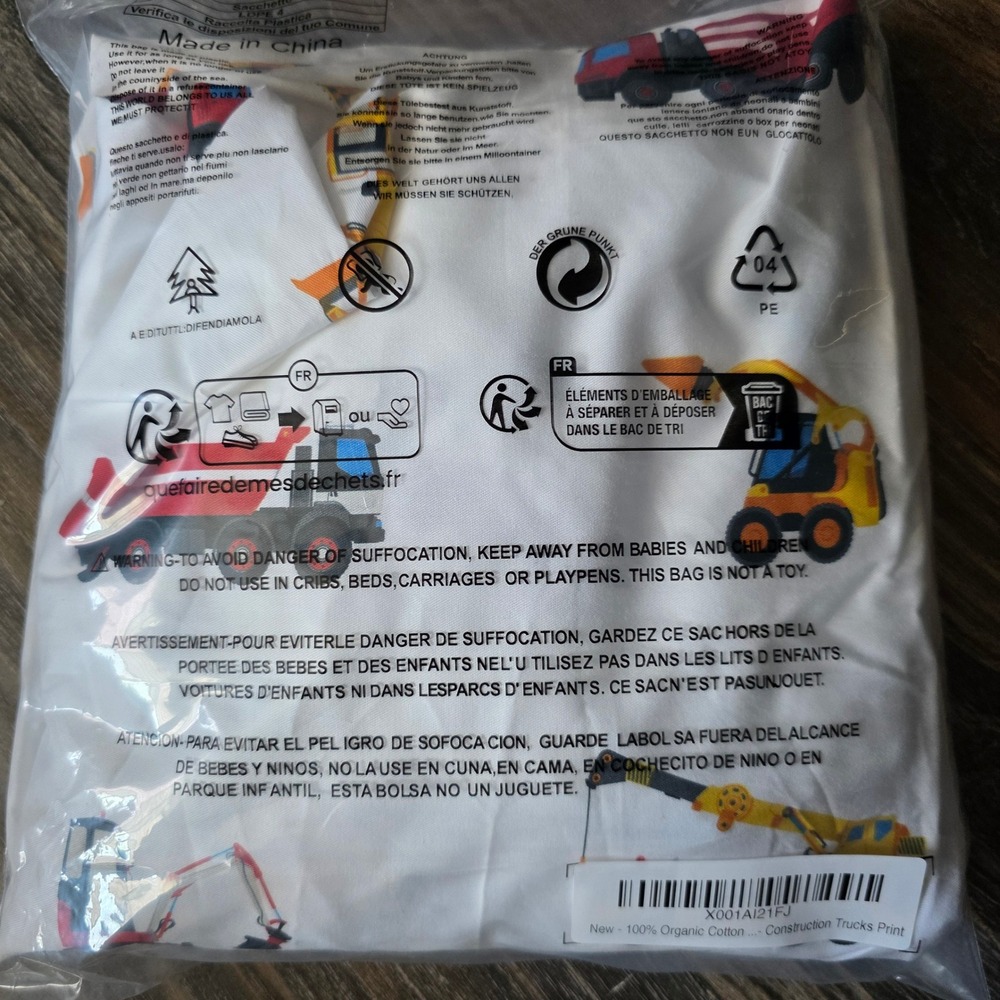 Addison Belle 100% Organic Cotton Fitted Crib Sheet Construction Trucks Print
